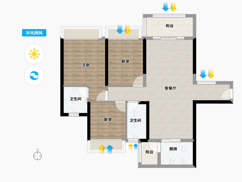 广东省-肇庆市-方凯天悦城-93.00-户型库-采光通风