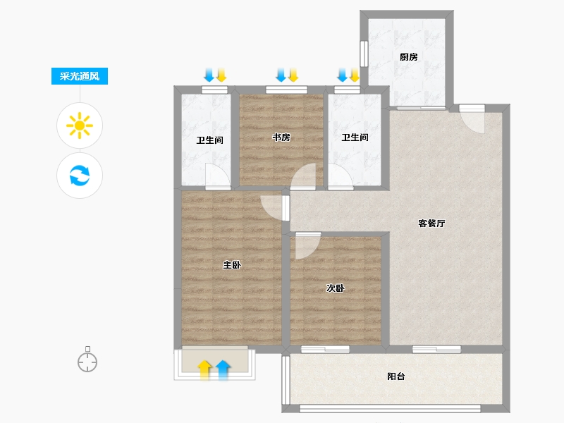 江苏省-盐城市-仁恒滨河源-92.00-户型库-采光通风