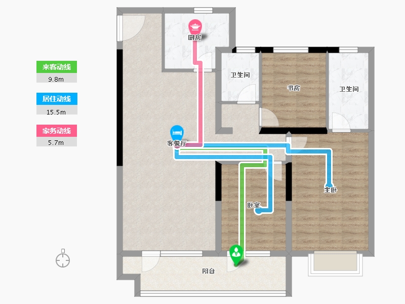 山东省-聊城市-玖璋台│澜庭观邸│松贵府-101.60-户型库-动静线