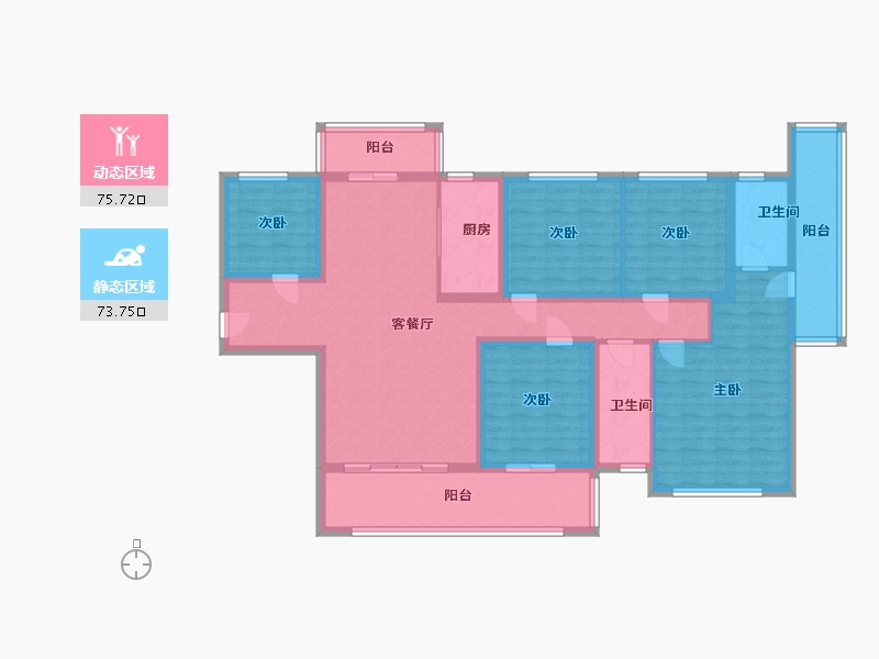 湖南省-常德市-桃誠一号-132.50-户型库-动静分区