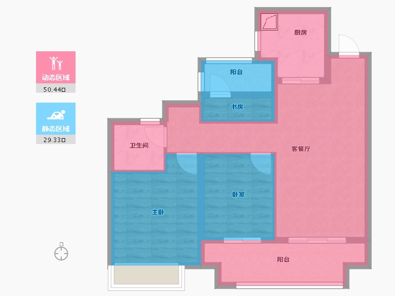 江苏省-苏州市-中梁海伦堡滨湖云璟-70.25-户型库-动静分区