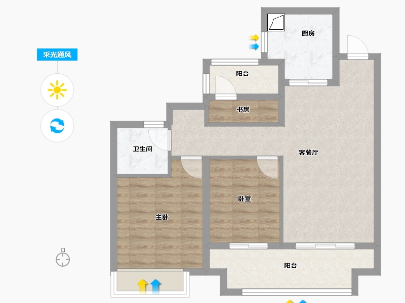 江苏省-苏州市-中梁海伦堡滨湖云璟-70.25-户型库-采光通风