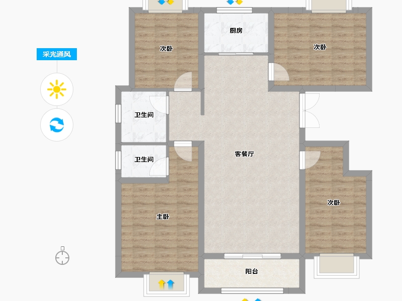 河南省-濮阳市-龙润学府-103.98-户型库-采光通风