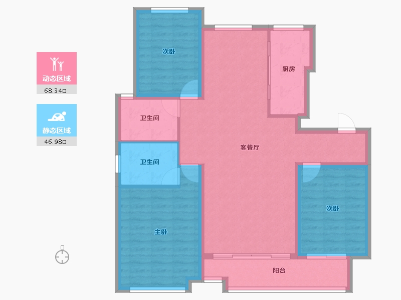 河北省-石家庄市-颐和新城·尚城-104.34-户型库-动静分区