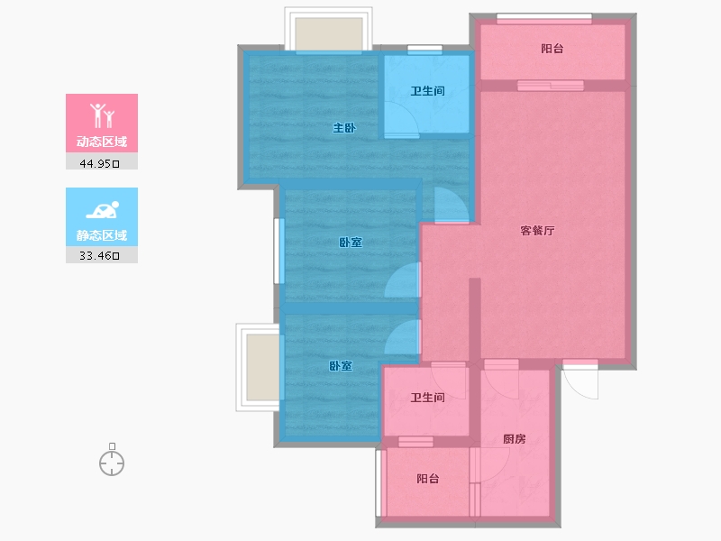 重庆-重庆市-金茂悦-74.00-户型库-动静分区