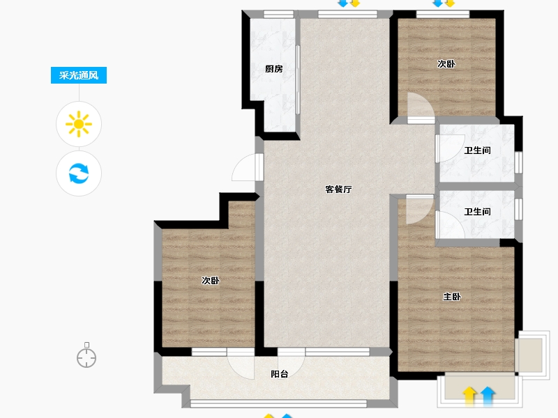 山东省-聊城市-民生·城市玖玺-96.80-户型库-采光通风