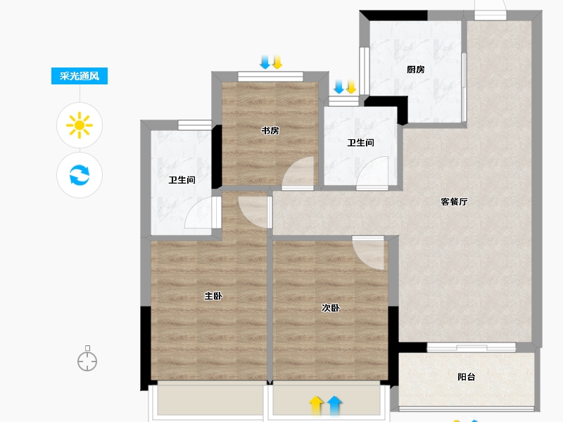 浙江省-杭州市-兴耀湖境观岚湾-71.17-户型库-采光通风