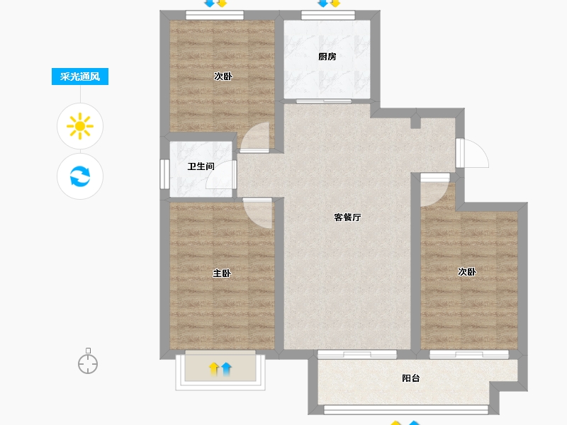 河北省-石家庄市-颐和新城·尚城-73.39-户型库-采光通风