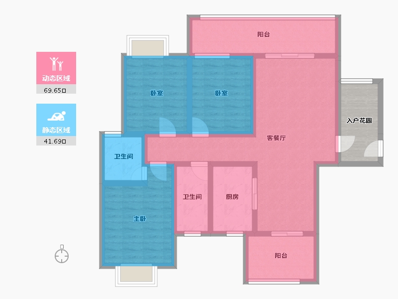 湖南省-湘潭市-涓江·天易华府营销中心-113.00-户型库-动静分区