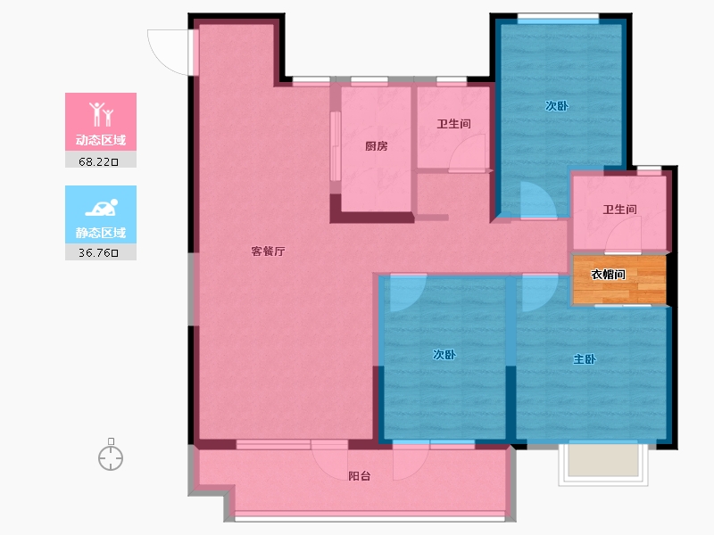 山东省-聊城市-孟达·水樾澜庭-96.00-户型库-动静分区