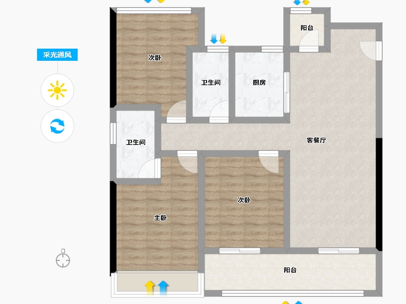 浙江省-舟山市-绿城凌波秋月-97.35-户型库-采光通风