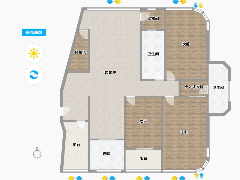 浙江省-金华市-梅湖公馆-168.57-户型库-采光通风