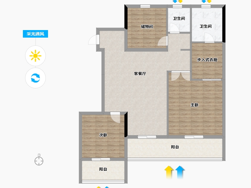 安徽省-合肥市-华侨城空港国际小镇水岸8号-117.71-户型库-采光通风