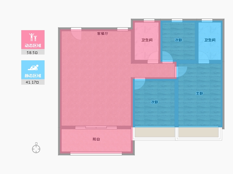 江苏省-苏州市-华侨城龙湖·启元-89.15-户型库-动静分区