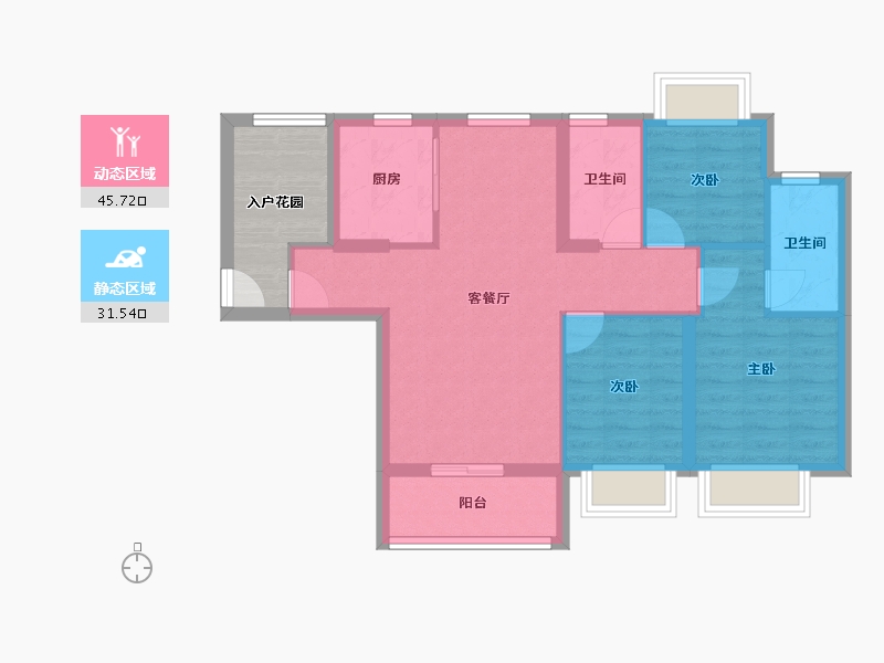 广东省-珠海市-华发水岸新城·水岸华府-75.16-户型库-动静分区