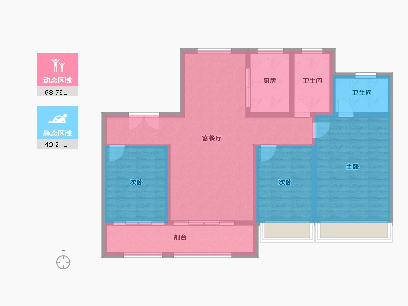 山东省-淄博市-金鼎学府壹号-106.13-户型库-动静分区