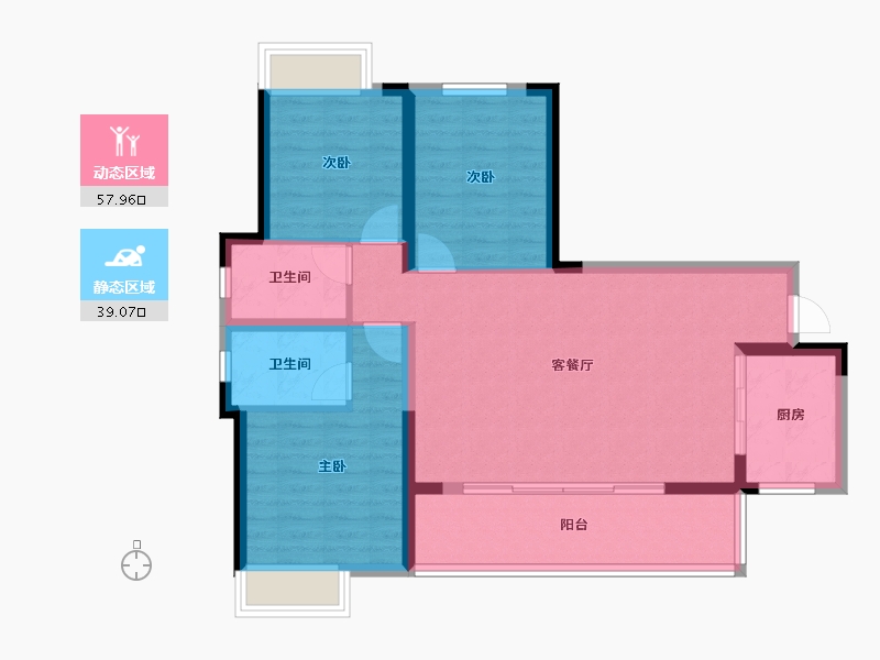 四川省-成都市-中铁城颐湖题院-87.19-户型库-动静分区