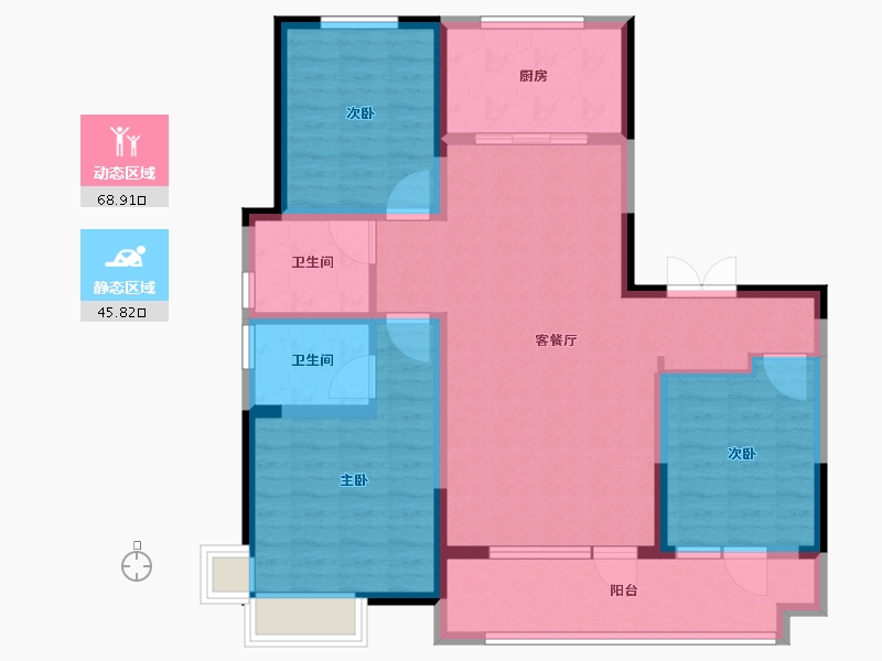 山东省-聊城市-民生·城市玖玺-102.40-户型库-动静分区