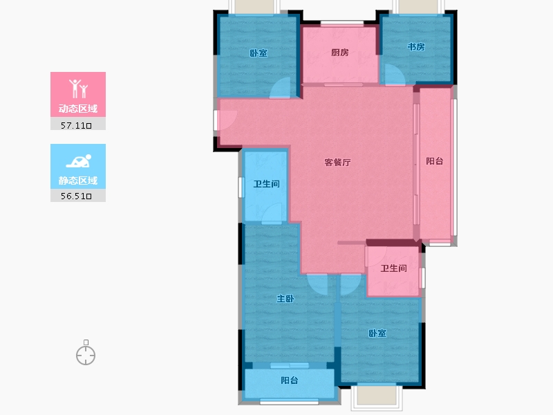 浙江省-杭州市-中铁建晴萃府-102.40-户型库-动静分区