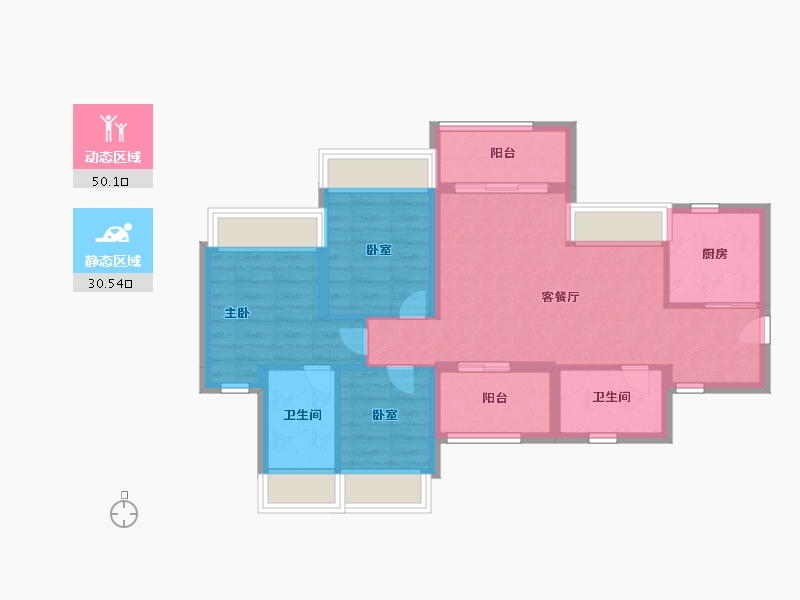 广东省-珠海市-万科·观海200里-71.19-户型库-动静分区