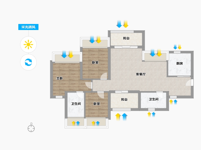 广东省-珠海市-万科·观海200里-71.19-户型库-采光通风