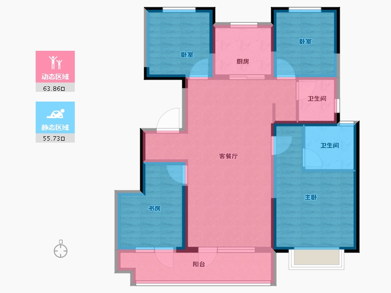 山东省-聊城市-玖璋台│澜庭观邸│松贵府-106.41-户型库-动静分区