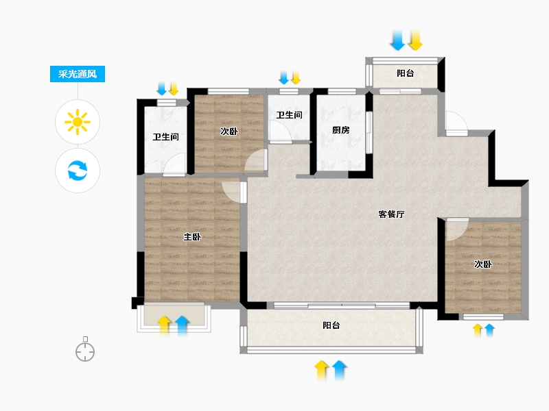 四川省-成都市-中铁城颐湖题院-102.11-户型库-采光通风