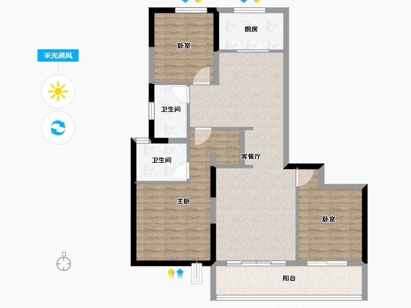 浙江省-宁波市-蓝城·兰香园-93.11-户型库-采光通风