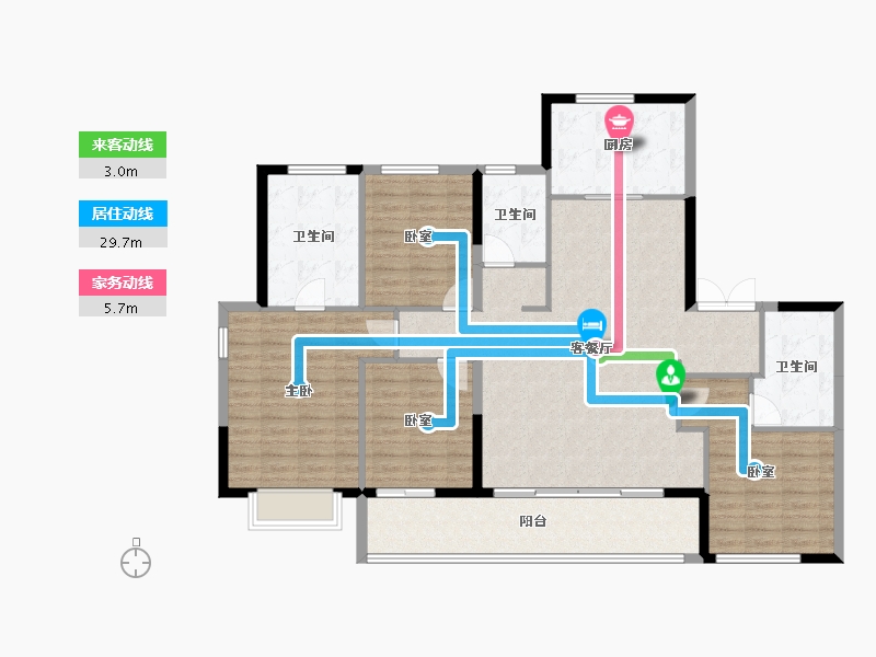 浙江省-宁波市-蓝城·兰香园-132.61-户型库-动静线