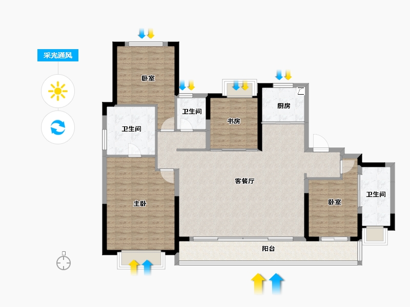 湖北省-武汉市-招商·武汉城建未来中心-136.51-户型库-采光通风