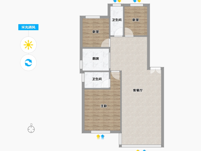 广东省-珠海市-长沙新苑-75.17-户型库-采光通风