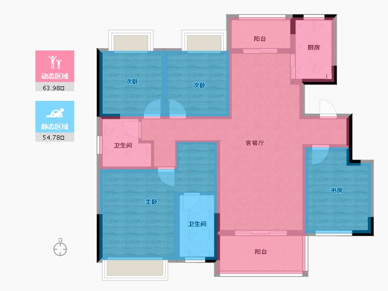 安徽省-滁州市-徽盐名都学府-104.66-户型库-动静分区