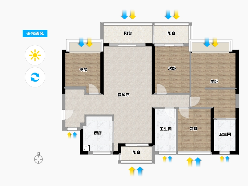 广东省-广州市-融创璟粤府-116.16-户型库-采光通风