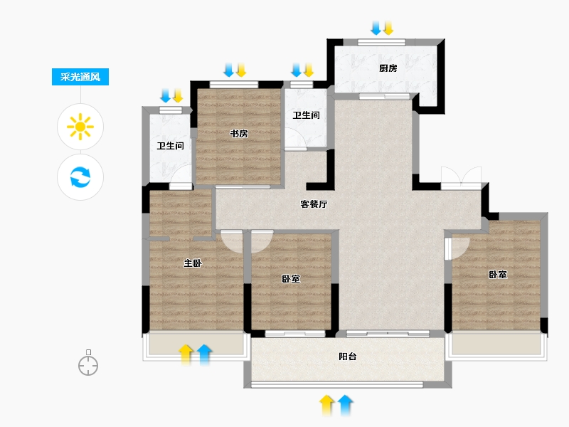 浙江省-湖州市-南控地产云澜府-110.97-户型库-采光通风