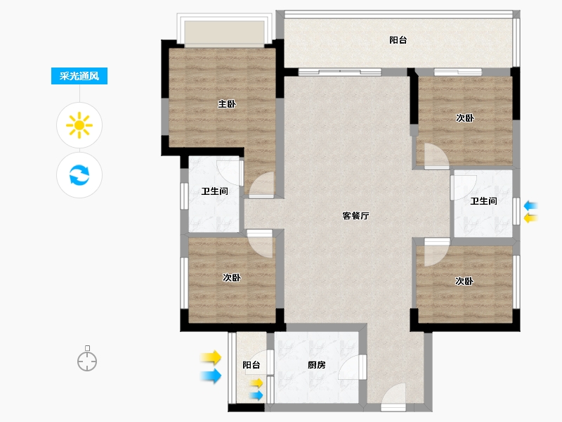 四川省-成都市-中粮保利天府时区-103.99-户型库-采光通风