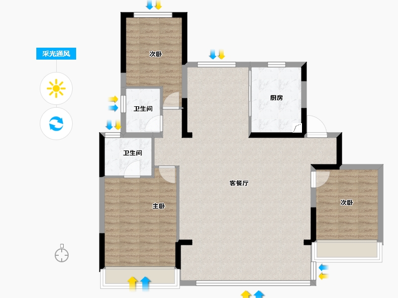 浙江省-湖州市-绿地公园大道-111.39-户型库-采光通风