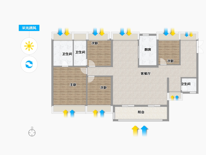 广东省-深圳市-仁恒公园世纪三期-148.00-户型库-采光通风