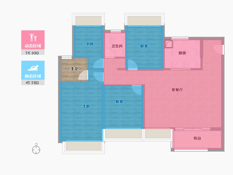 上海-上海市-建发熙和府-95.44-户型库-动静分区