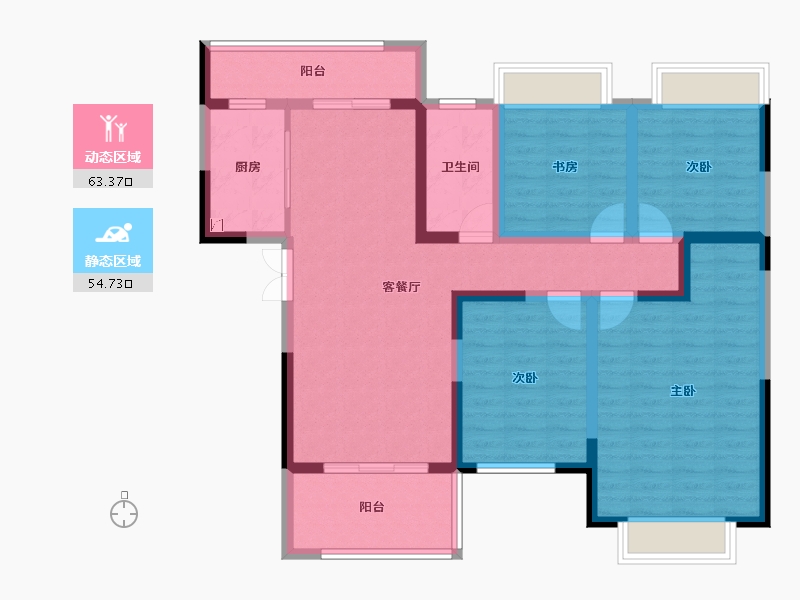 安徽省-滁州市-徽盐名都学府-104.42-户型库-动静分区