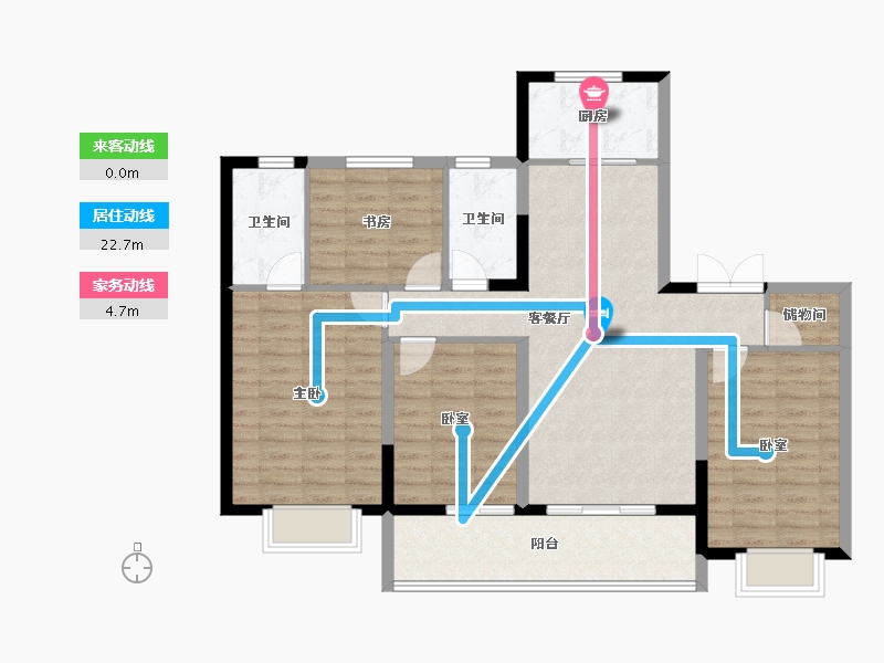 浙江省-宁波市-蓝城·兰香园-104.87-户型库-动静线