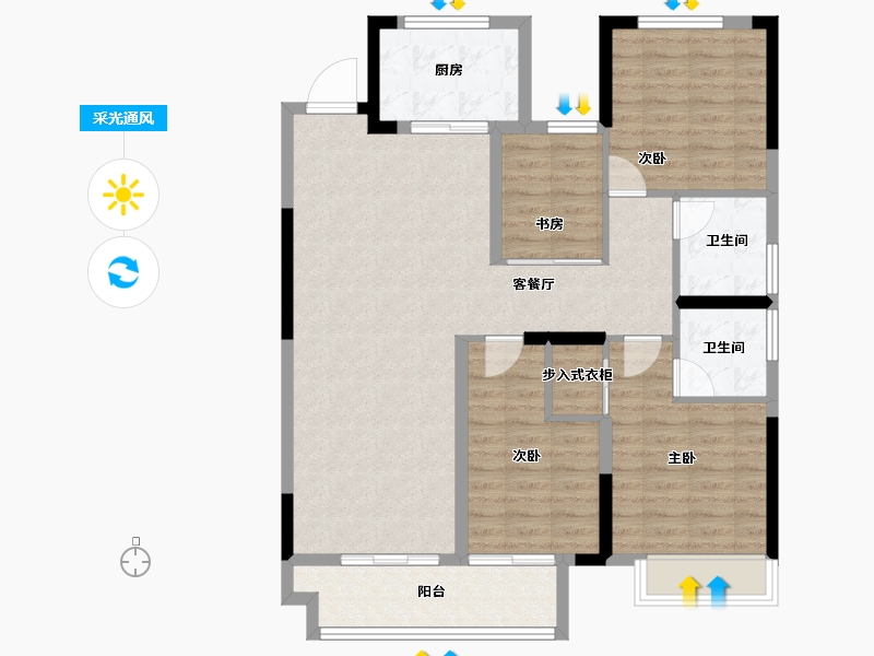 浙江省-湖州市-天能天泽府-102.88-户型库-采光通风