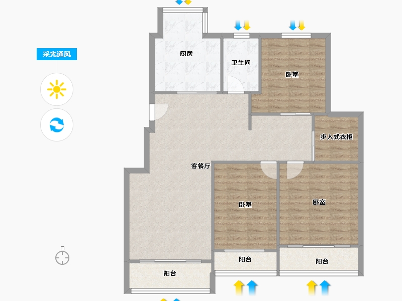 江苏省-南通市-紫东花苑-108.48-户型库-采光通风