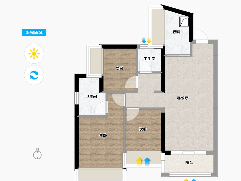 广东省-深圳市-宏发万悦山二期-62.70-户型库-采光通风