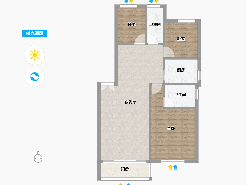 广东省-珠海市-长沙新苑-74.16-户型库-采光通风