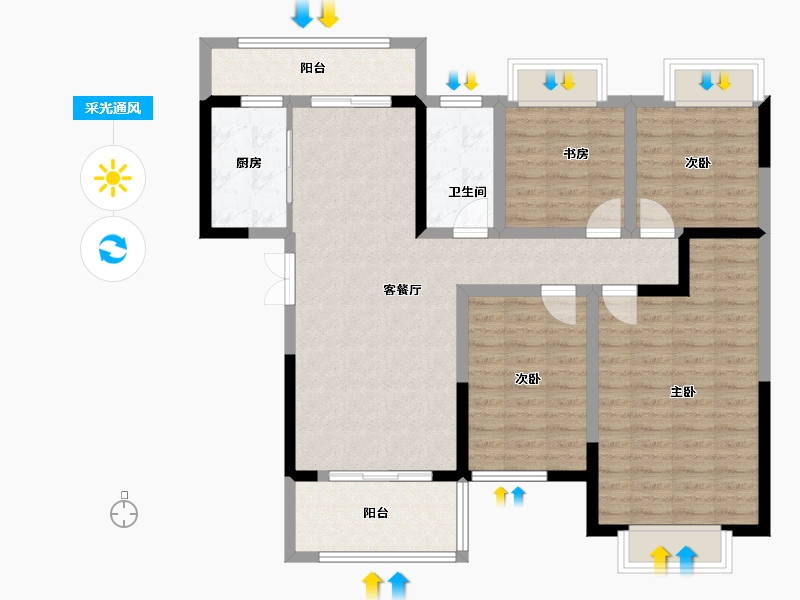 安徽省-滁州市-徽盐名都学府-103.23-户型库-采光通风