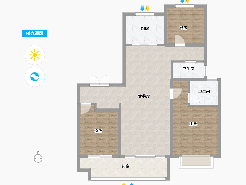 山东省-济南市-国融西兴时代-107.00-户型库-采光通风