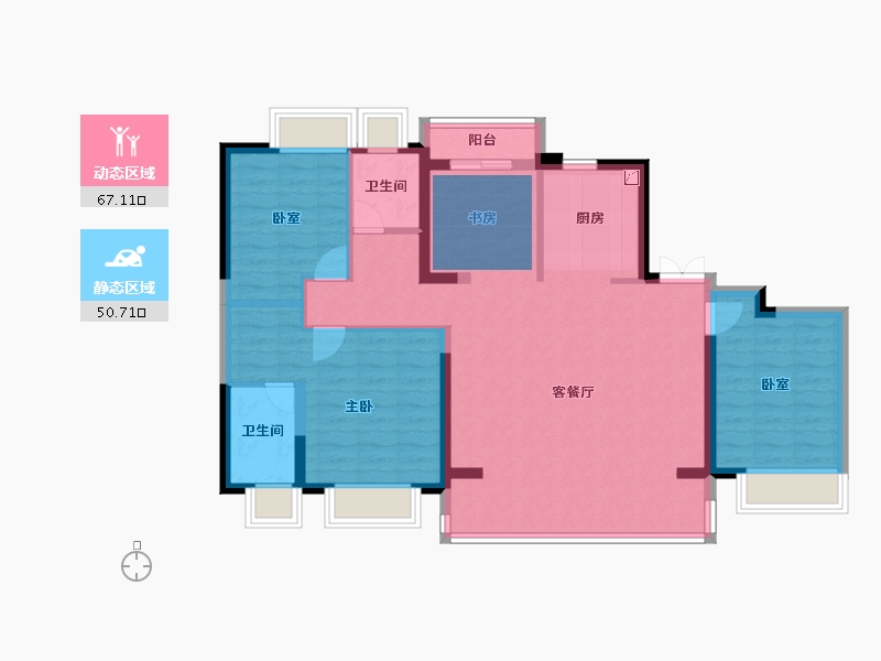 湖北省-武汉市-招商·武汉城建未来中心-100.97-户型库-动静分区