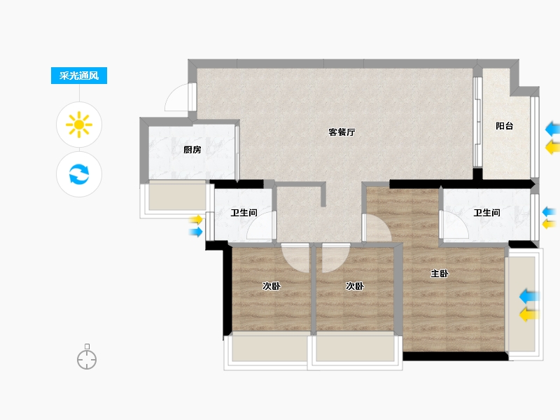 广东省-深圳市-宏发万悦山二期-63.55-户型库-采光通风