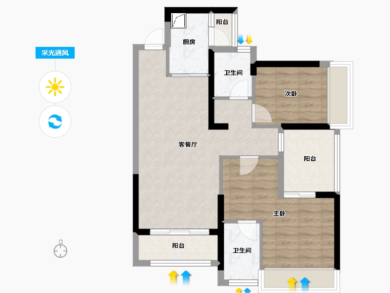 广东省-深圳市-宏发万悦山二期-70.41-户型库-采光通风