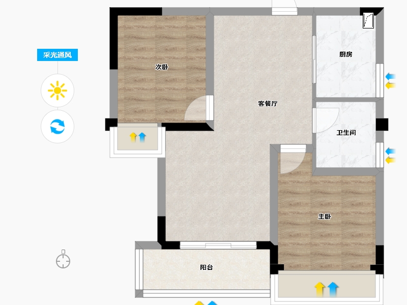 四川省-成都市-悦湖菁领汇-56.86-户型库-采光通风